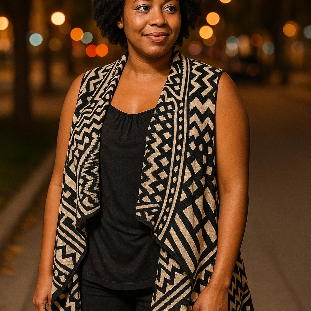 Black and Tan‎ Geometric Patterned Vest